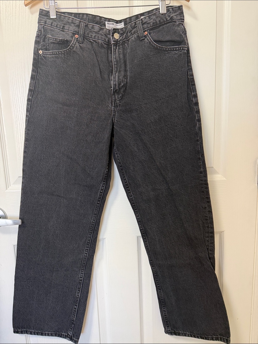 Bershka Women's High-Rise Black Washed Jeans